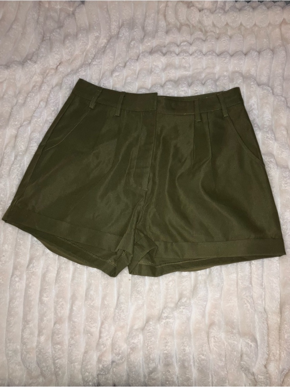 Dressy Khaki High Waistes Shorts